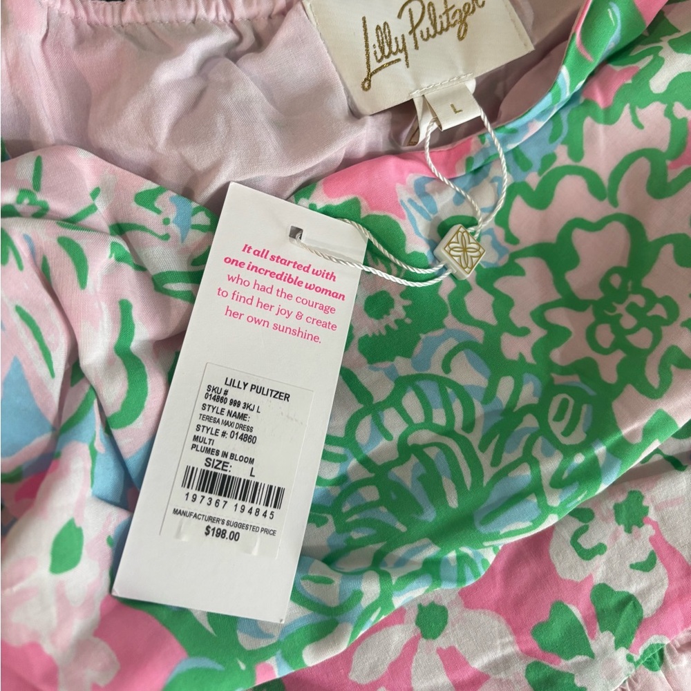 NWT Large Lilly Pulitzer Teresa Maxi Dress Multi Plumes In Bloom - Picture 5 of 5